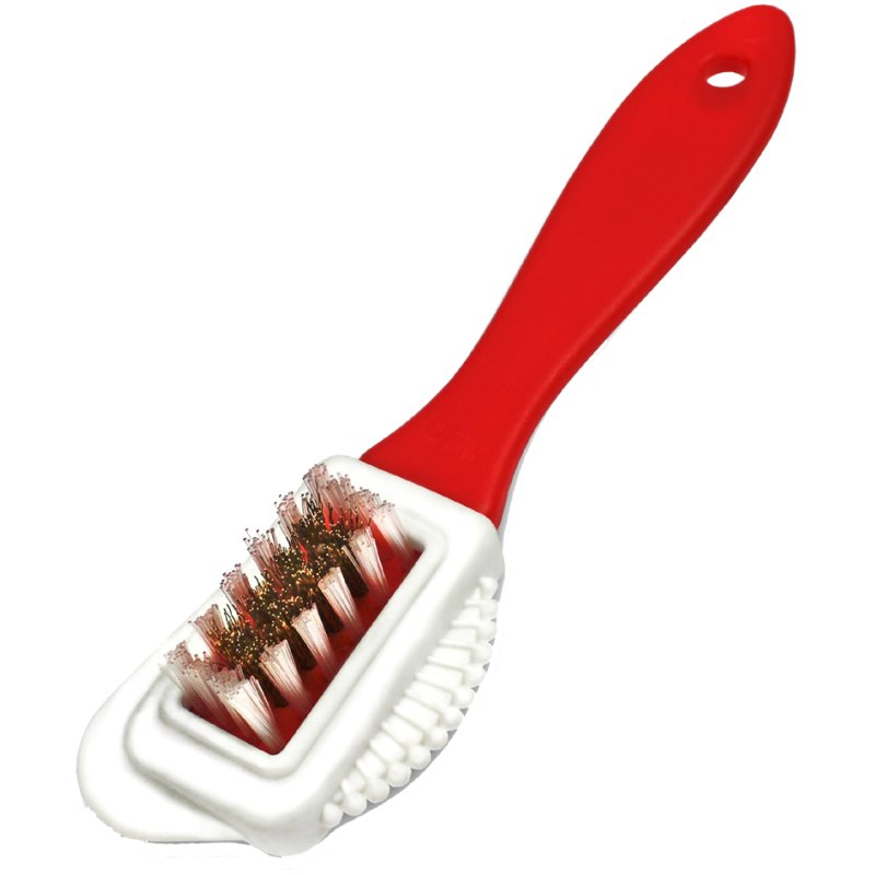 Peggy Perfect brosse à chaussures pour daim, plastique et laiton, rouge/blanc, 160 mm