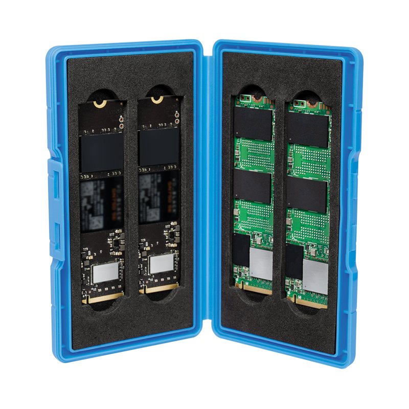 LogiLink boîte de protection pour 4x M.2 SSD, bleu, plastique, 71×124×17 mm