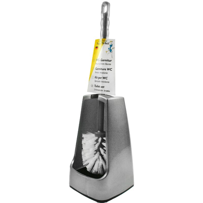Peggy Perfect brosse de toilette forme poire, gris, poils PP plastique, 400 mm