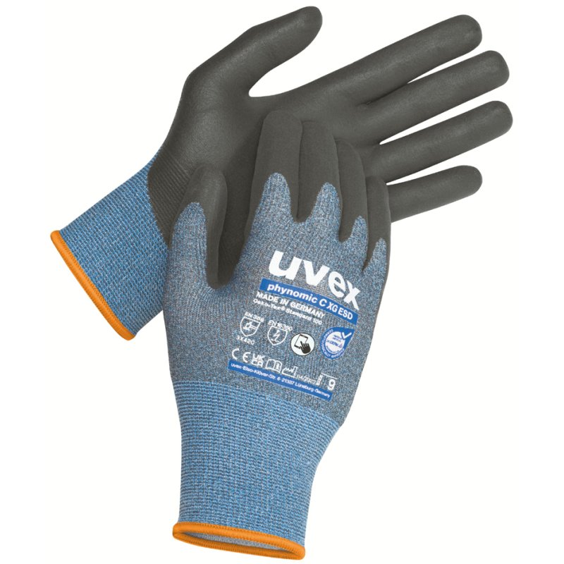 uvex gant résistant aux coupures phynomic C XG ESD, taille 10, bleu/noir, 10 paires