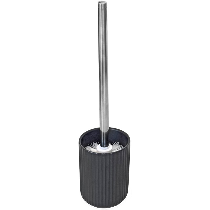 Peggy Perfect toiletborstel met houder, zwart/zilver, rond, keramiek