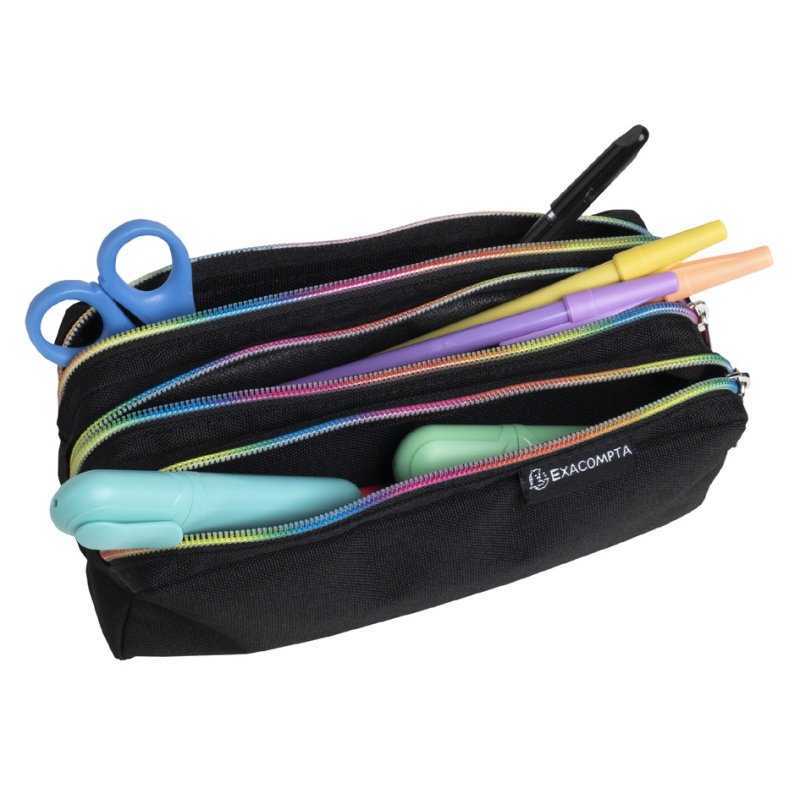 EXACOMPTA étui Rainbow, polyester, 3 compartiments, 225×80×100 mm