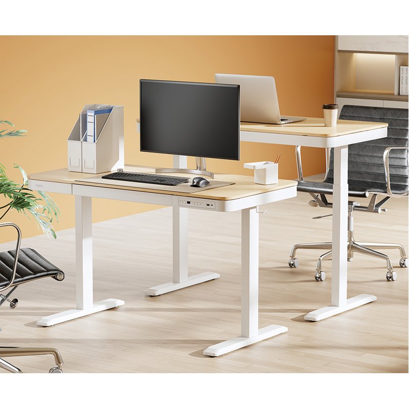 LogiLink bureau assis-debout, électriquement réglable en hauteur, 118×60 cm, piètement blanc