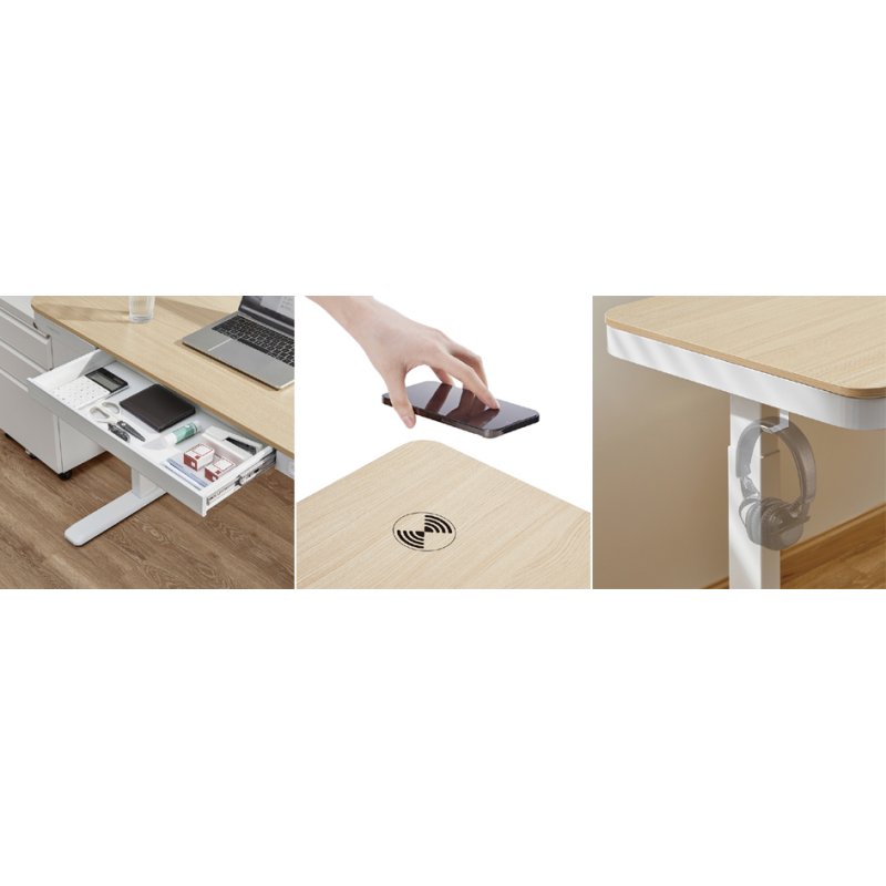 LogiLink bureau assis-debout, électriquement réglable en hauteur, 118×60 cm, piètement blanc