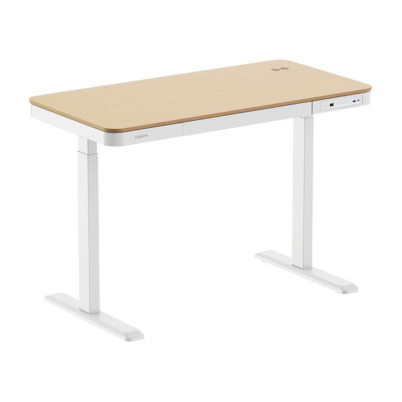 LogiLink bureau assis-debout, électriquement réglable en hauteur, 118×60 cm, piètement blanc