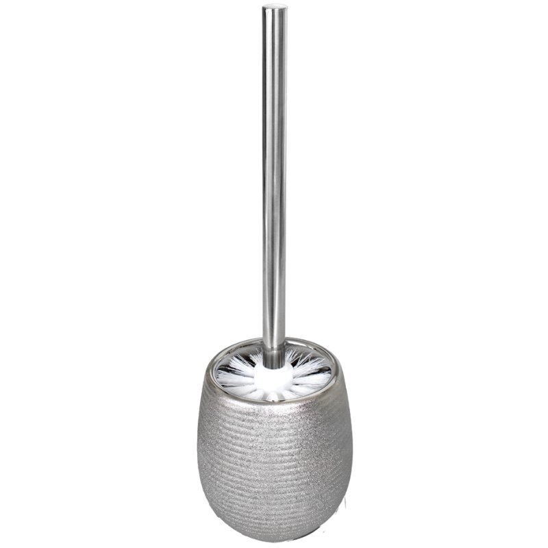 Peggy Perfect brosse de toilette avec support, argent/blanc, rond, céramique