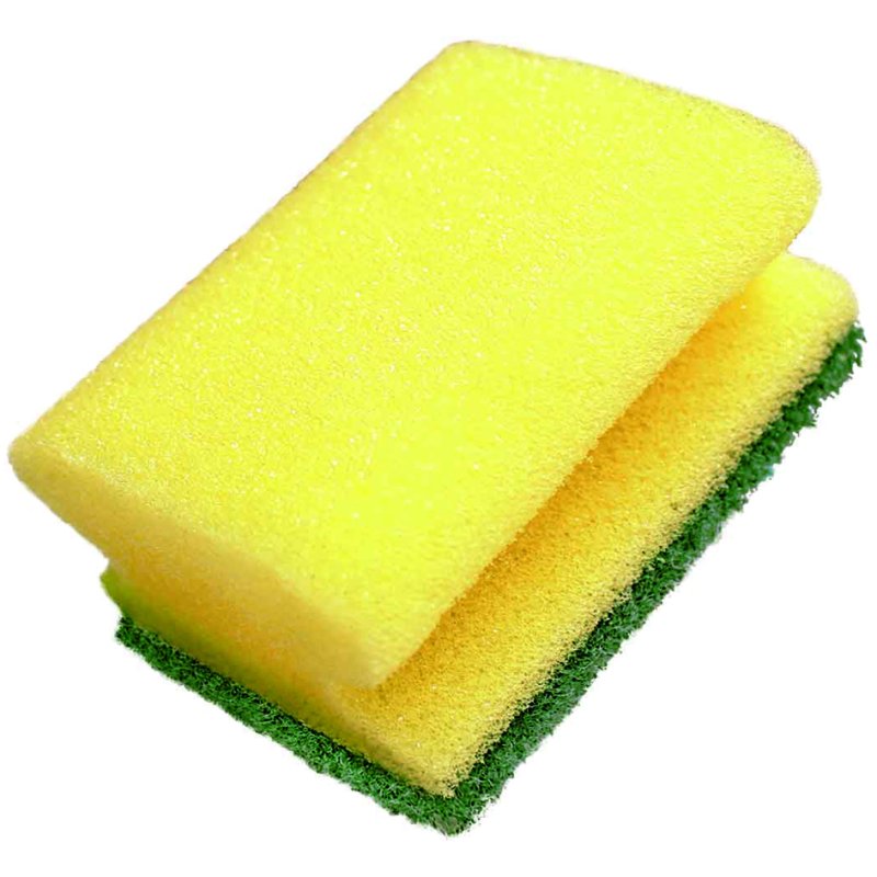 Peggy Perfect pannenspons extra, geel/groen, 95×70×40 mm, 2 stuks