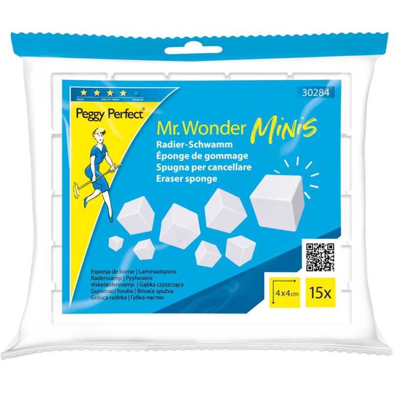 Peggy Perfect gomme de nettoyage Mr. Wonder Minis, 40×40 mm, intérieur/extérieur, 15 pièces