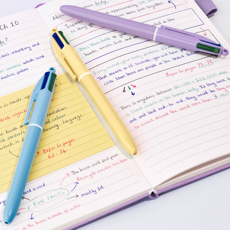BIC balpen 4 Colours PASTEL, 4 kleuren, pastelkleuren, 12 stuks