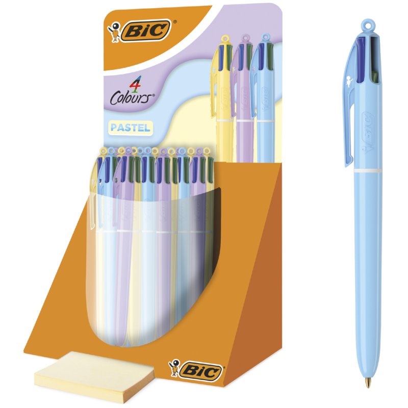 BIC Stylo 4 couleurs Pastel, couleurs pastel, boîte de 30