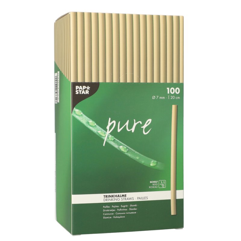 PAPSTAR rietjes van riet pure, naturel, 150 mm, 100 stuks
