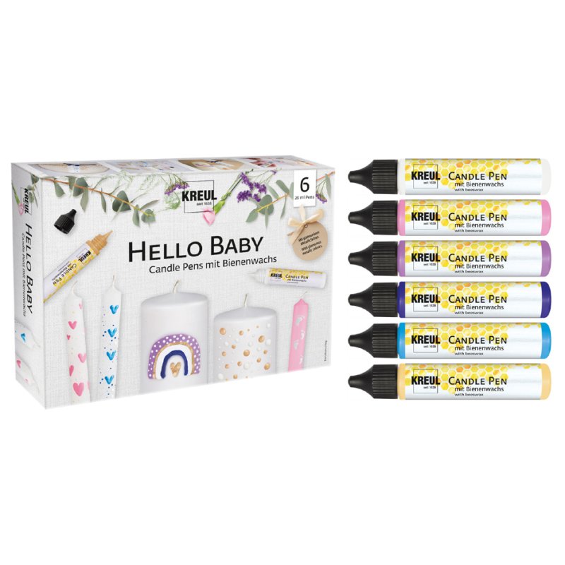 KREUL candle pen Hello Baby, beeswax base, 6 pieces of 29 ml each