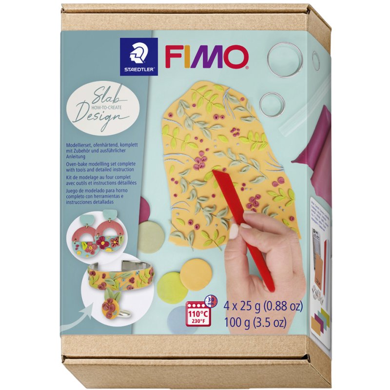 FIMO SOFT modelling clay set Slab Design, oven-hardening, 4×25 g, including accessories