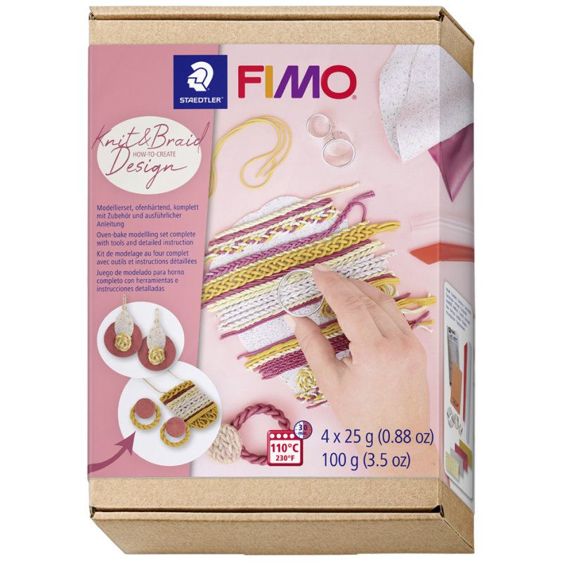 FIMO SOFT modelling clay set knitting pattern design, oven-hardening, 4×25 g