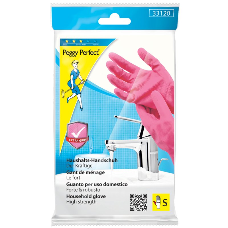 Peggy Perfect gants de travail en latex, grip renforcé, rose, taille S