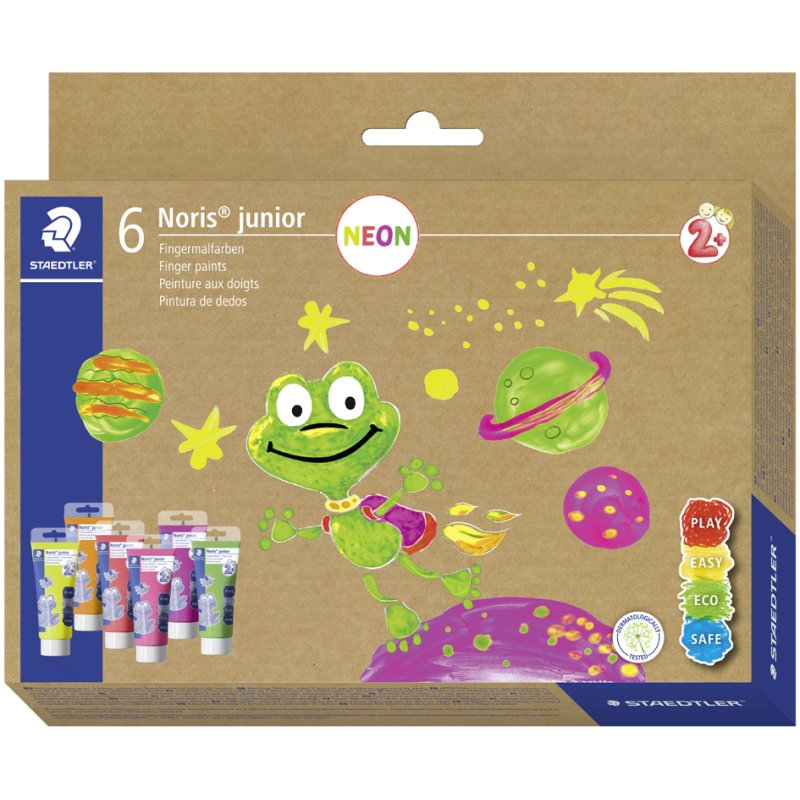 STAEDTLER peinture à doigts Noris junior NEON, 6 tubes, couleurs néon, 75 ml