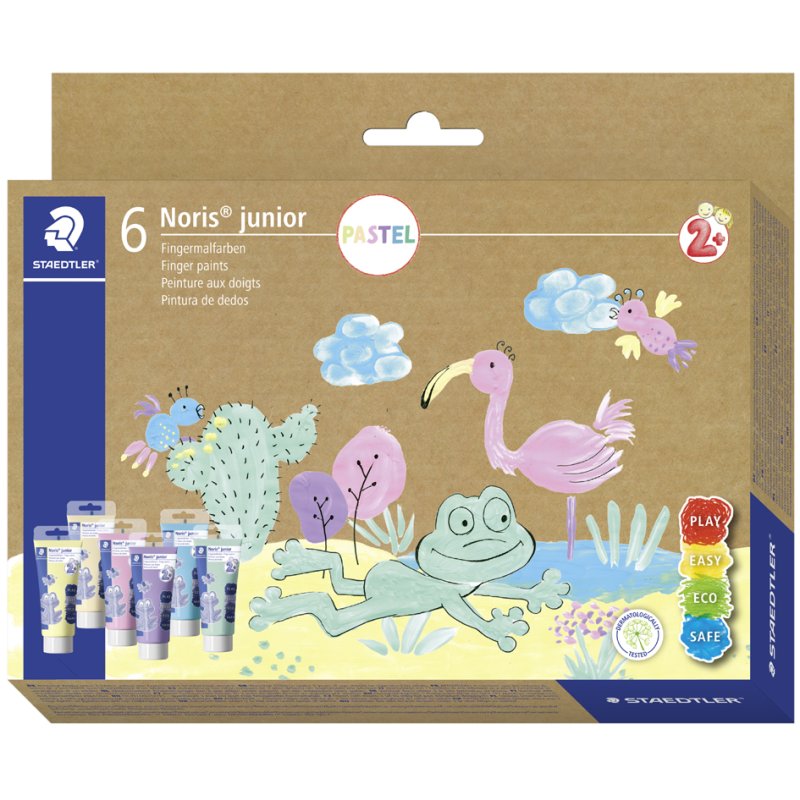 STAEDTLER Noris junior finger paint, pastel colours, 6 tubes of 75 ml
