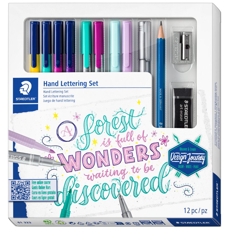 STAEDTLER set de lettering manuel, 12 pièces, complet avec instructions