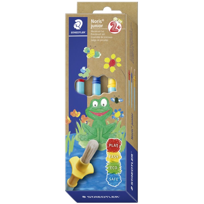 STAEDTLER set de pinceaux Noris junior, poils synthétiques, 3 pièces