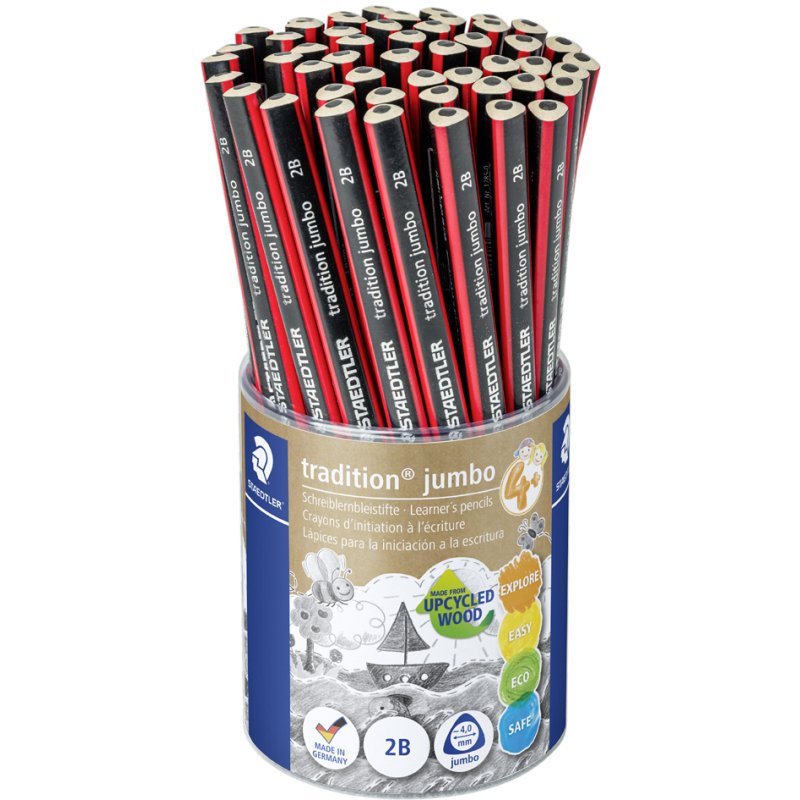STAEDTLER writing pencil jumbo triangular, 2B, 4.0 mm, 50 pieces