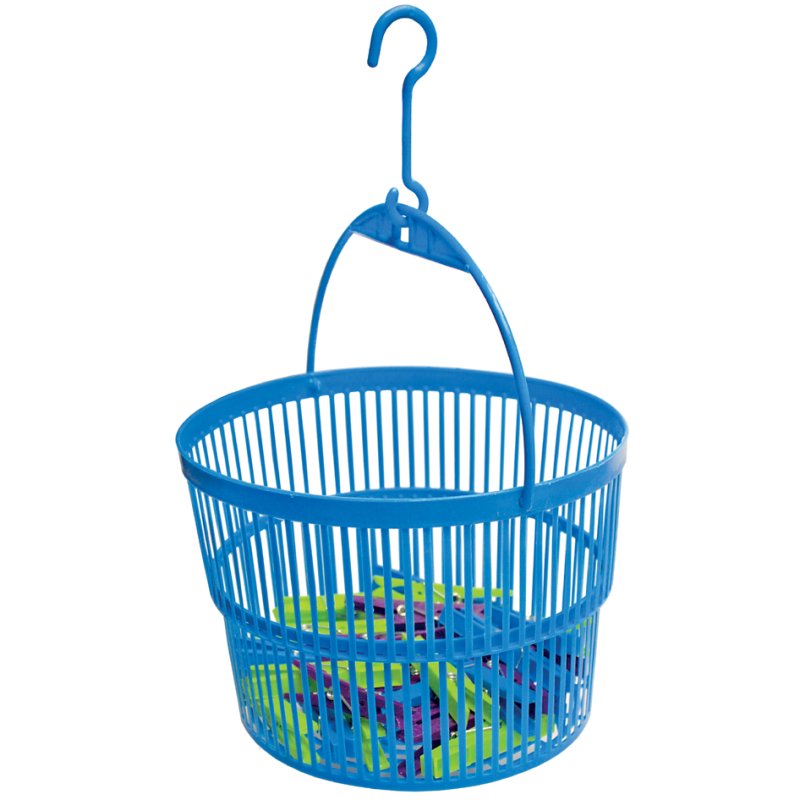 Peggy Perfect clothes peg basket, blue, plastic, incl. 25 clothes pegs