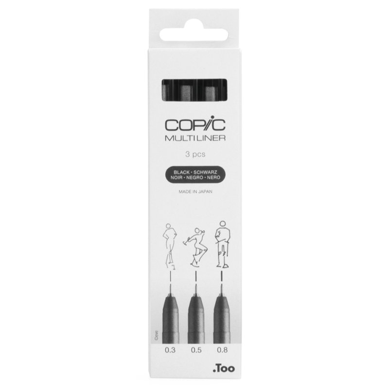 COPIC fineliner MULTILINER, noir, 3 pièces, 0,3/0,5/0,8 mm