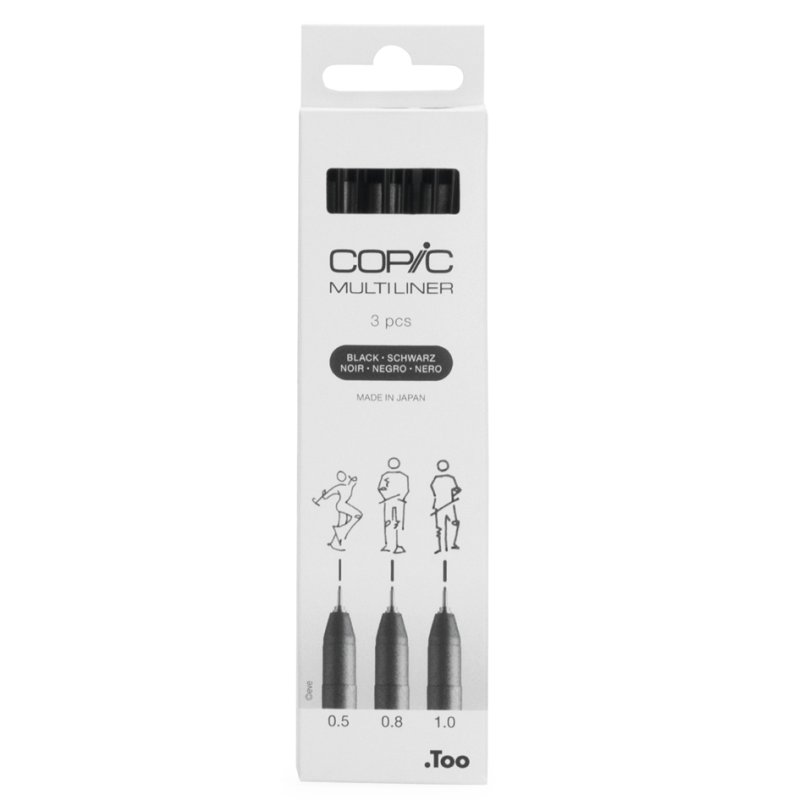 COPIC fineliner MULTILINER, black, 3-piece set, 0.5/0.8/1.0 mm