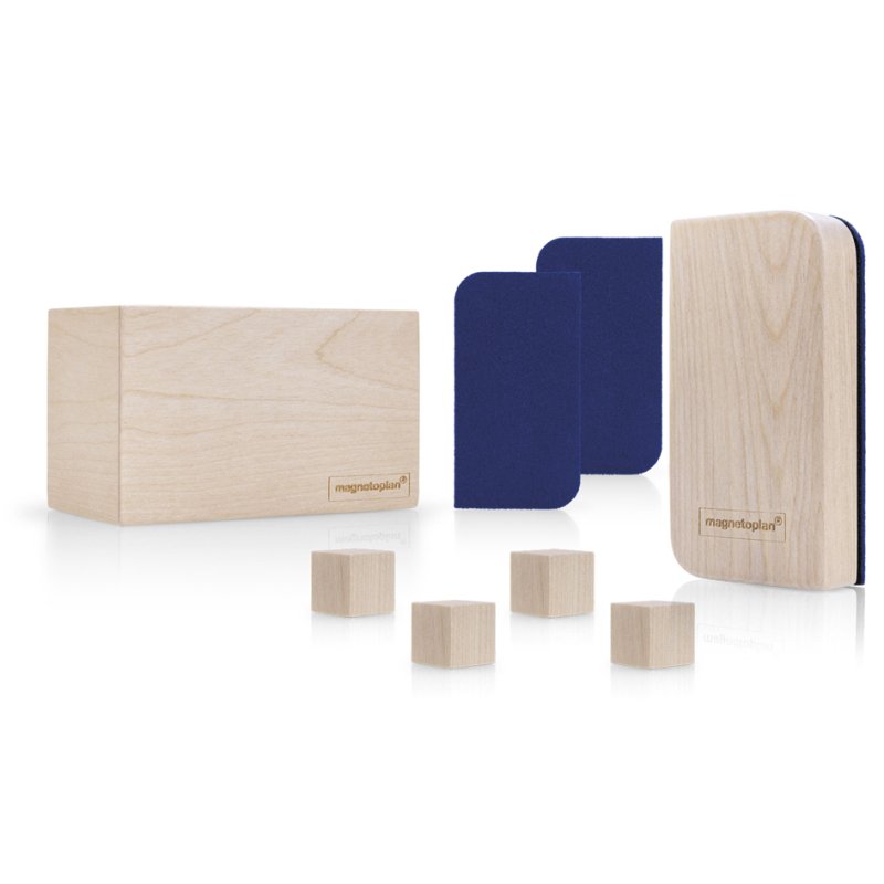 magnetoplan ensemble d'accessoires tableau blanc Wood Series, bouleau, bois de bouleau massif