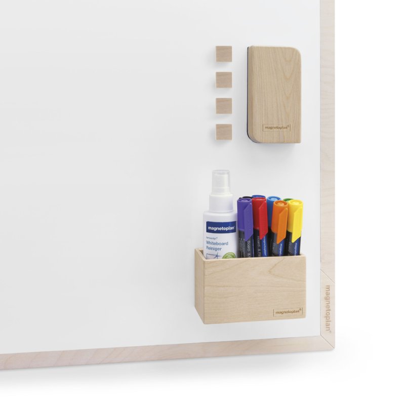magnetoplan ensemble d'accessoires tableau blanc Wood Series, bouleau, bois de bouleau massif