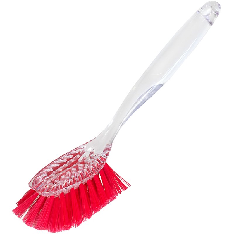 Peggy Perfect brosse à vaisselle ovale, transparent, brosses rouges, 24 cm