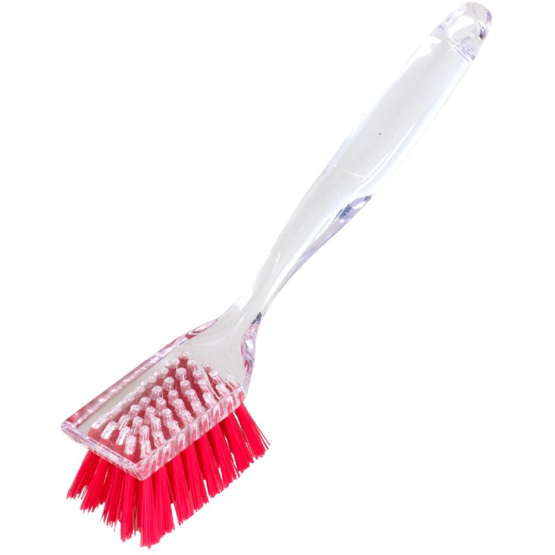 Peggy Perfect brosse à vaisselle ovale, transparent, brosses rouges, 24 cm
