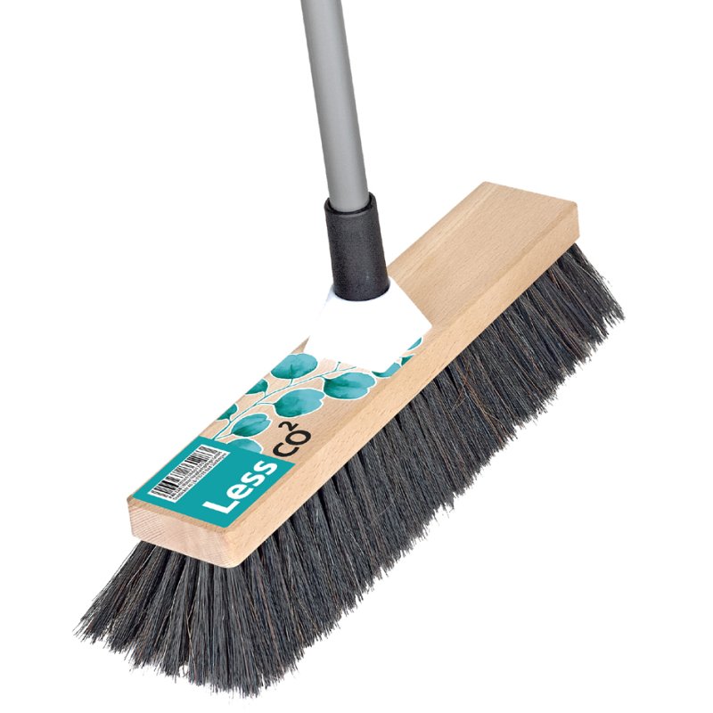Peggy Perfect balai LessCO2, manche télescopique en bois, 1300 mm, brosses en crin naturel