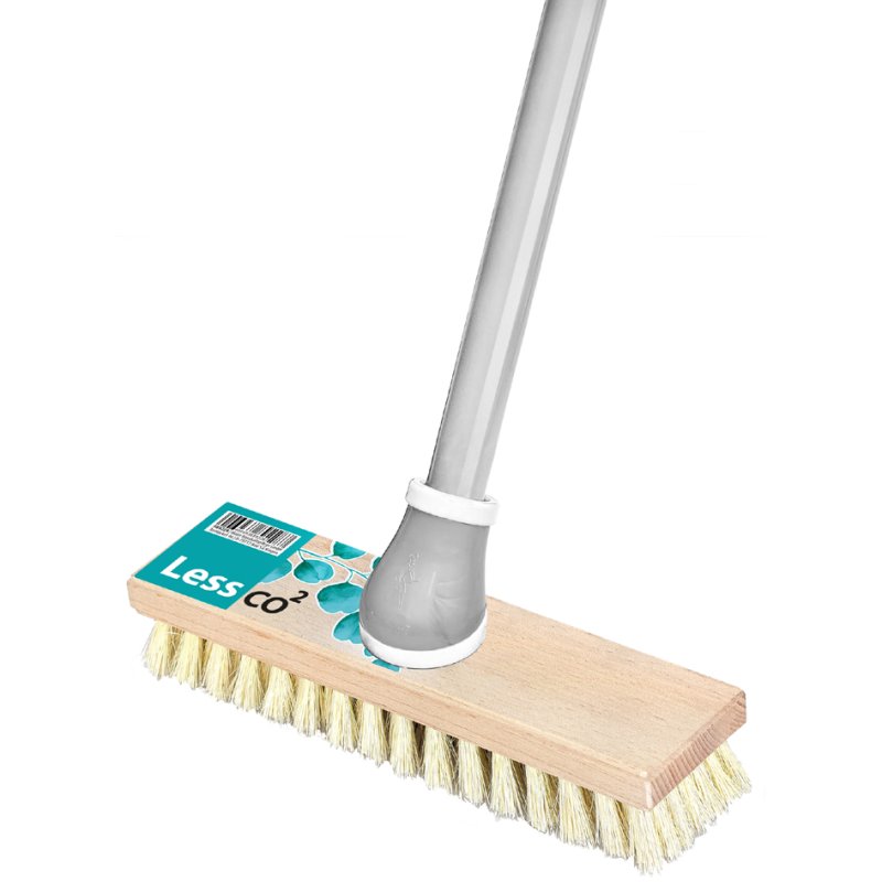 Peggy Perfect brosse à récurer avec manche télescopique, gris/naturel, bois de hêtre