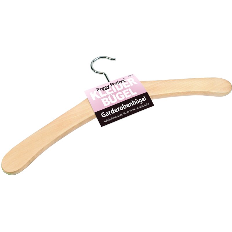 Peggy Perfect wooden clothes hangers, without bar, natural varnished, 440 mm