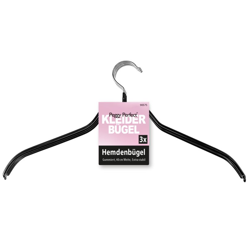 Peggy Perfect metal clothes hangers without bar, black, 400 mm, 3 pieces