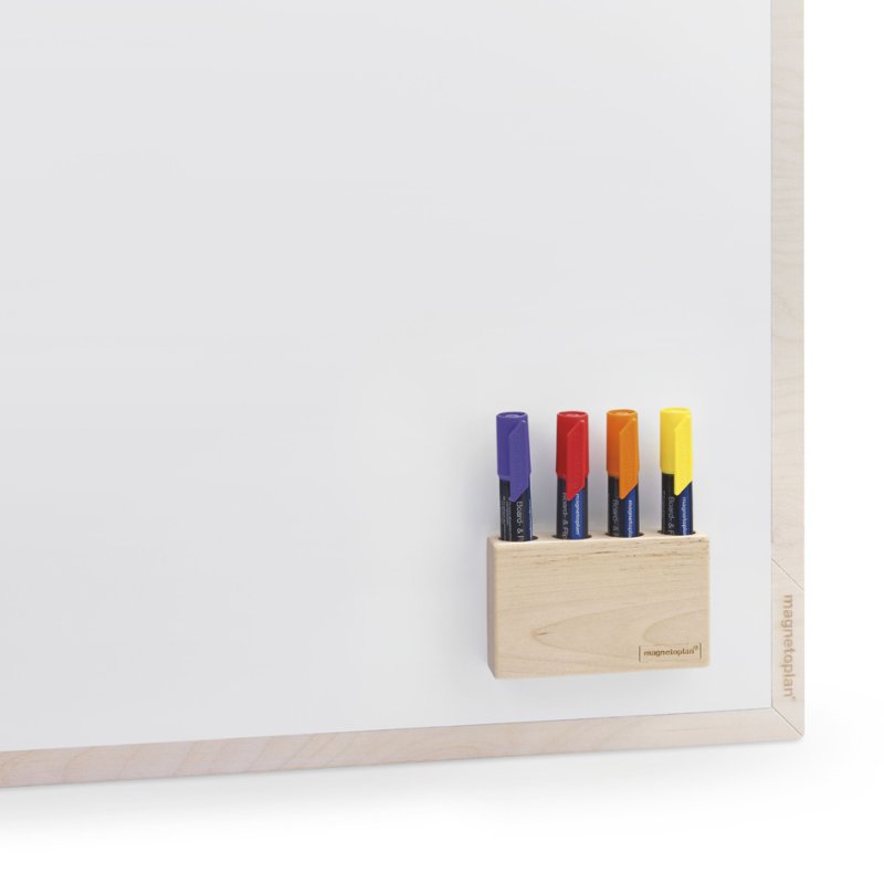 magnetoplan porte-marqueurs Wood Series, bouleau, magnétique, 4 marqueurs