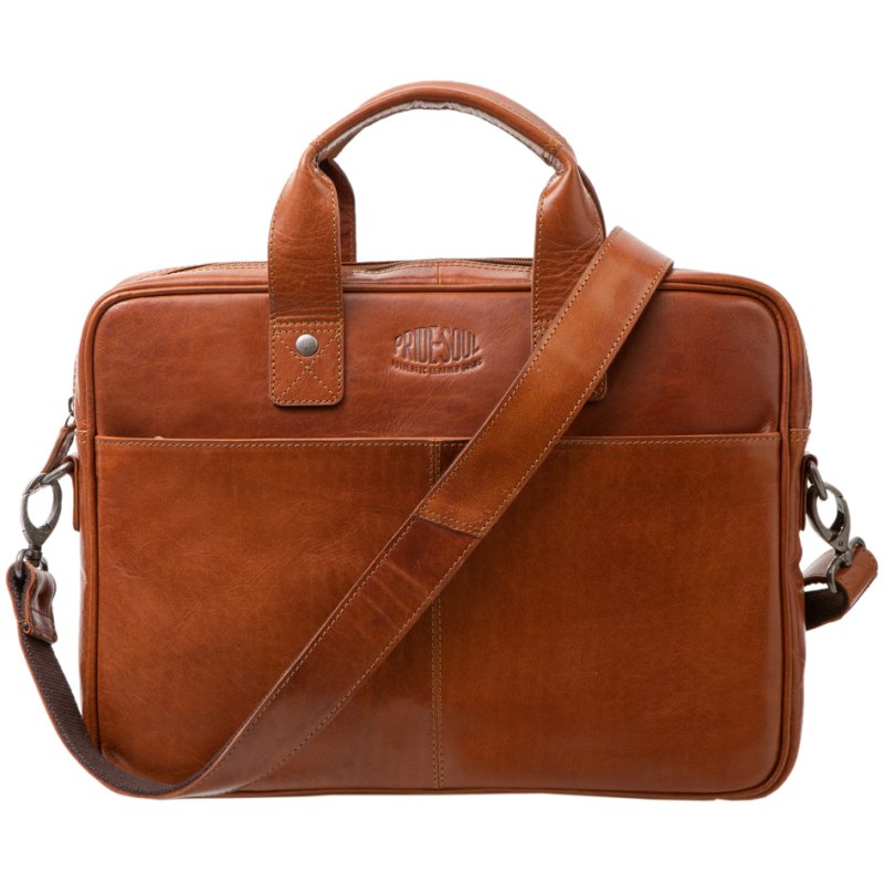 PRIDE&SOUL sacoche pour ordinateur portable SURPRISE, cuir, cognac
