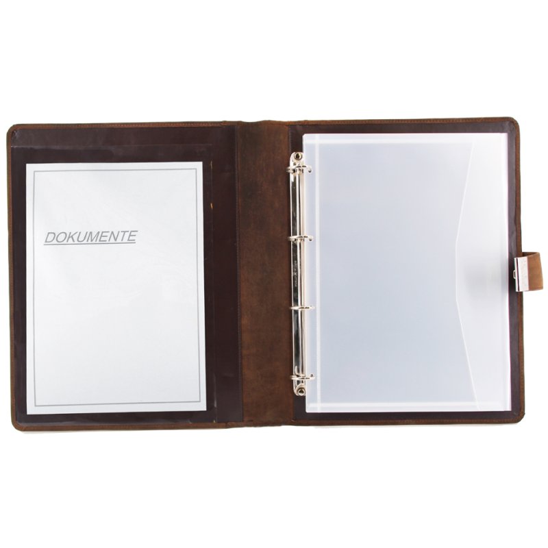 Alassio documentenmap met slot A4, hunterleer, bruin