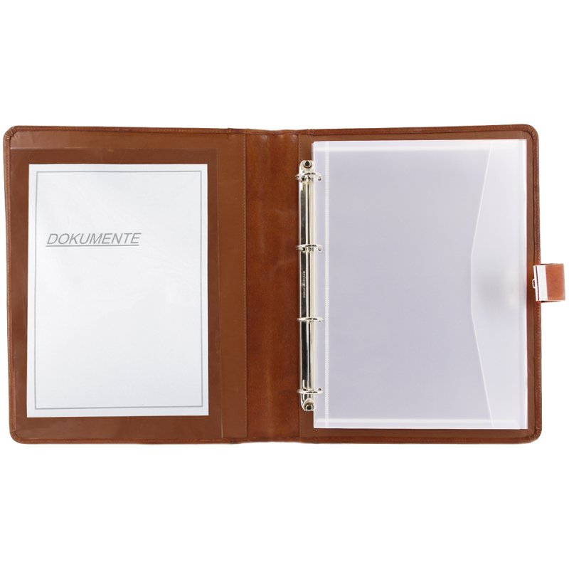 Alassio documentenmap met slot A4, hunterleer, bruin