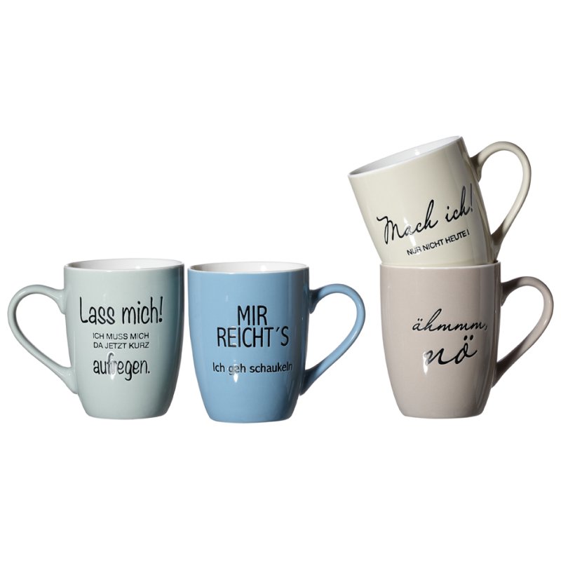 Ritzenhoff & Breker koffiemok SPREUKEN, porselein, 4 stuks