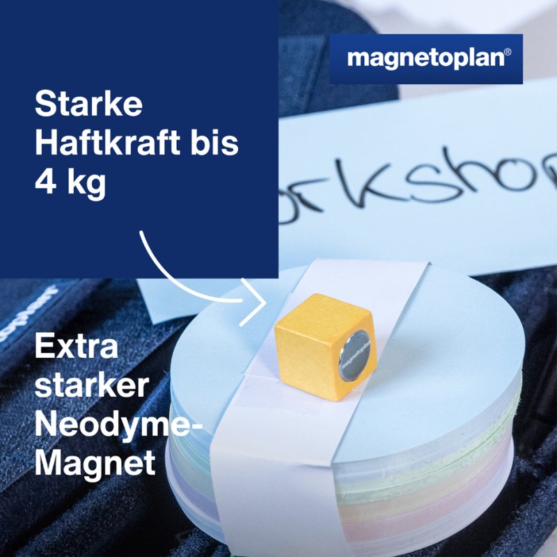 magnetoplan wooden magnets cube, coloured, 20×20×20 mm, 4 pieces