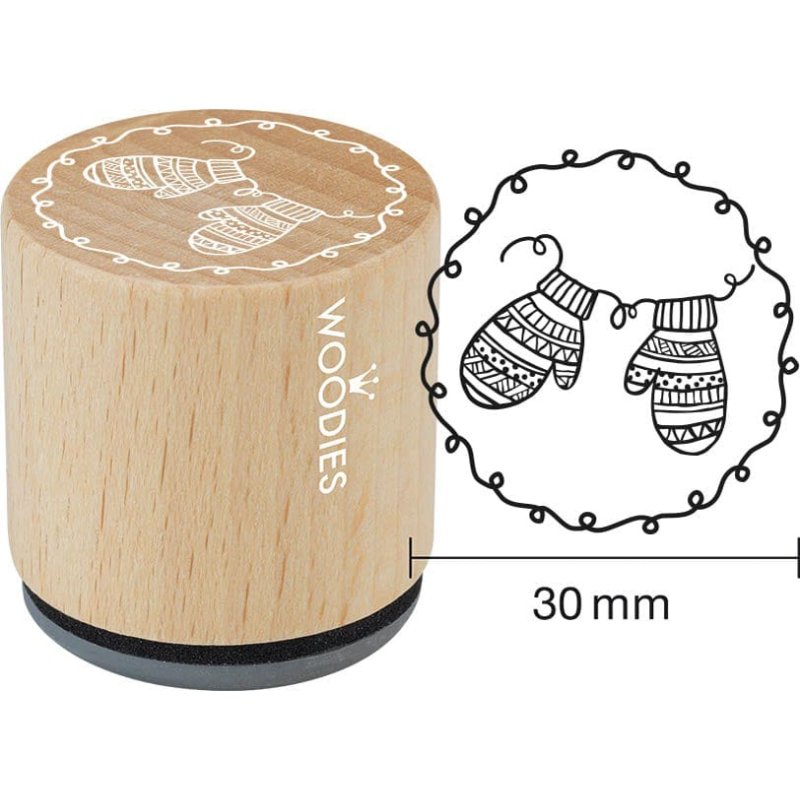 COLOP Woodies tampon Moufles, rond, noël, 34 mm