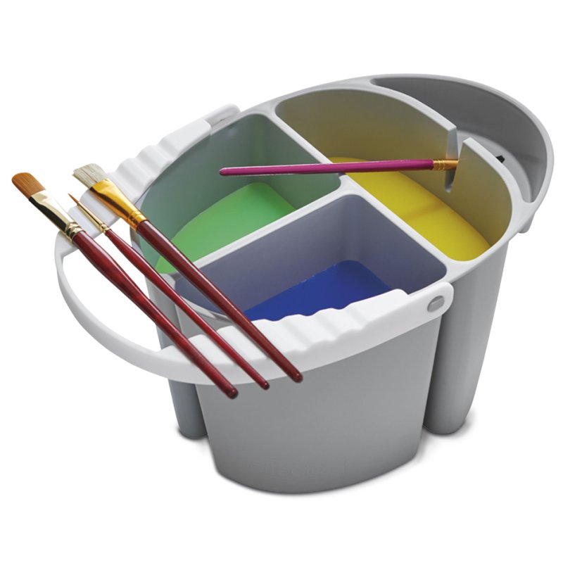 deflecto seau de peinture multifonctionnel avec support pinceau, gris, 2,3 litre