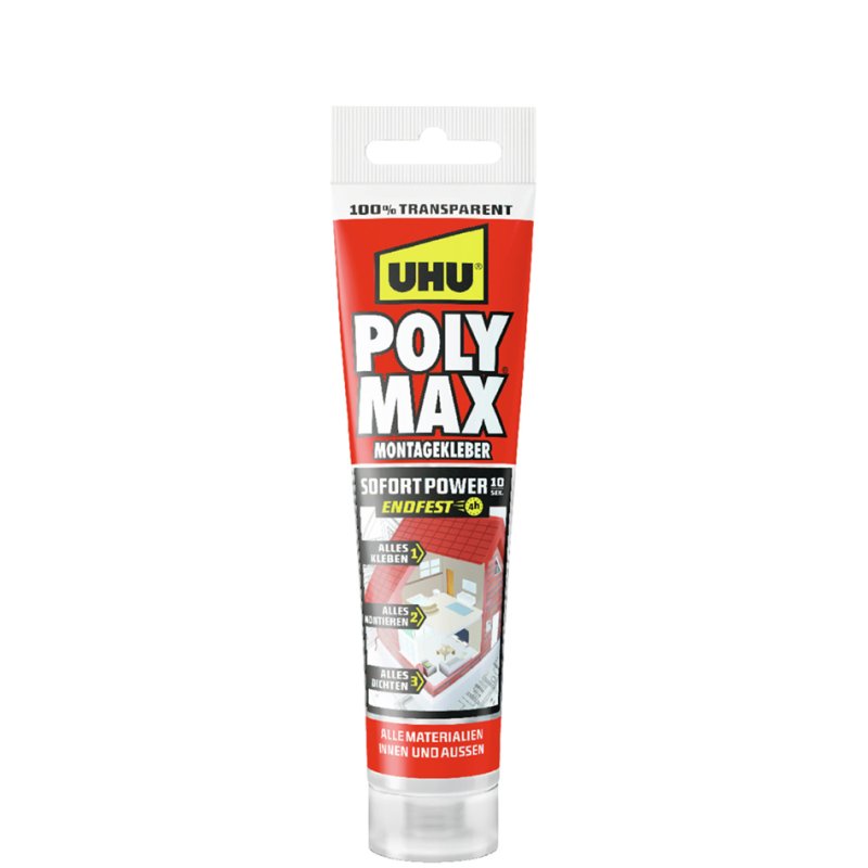 UHU colle de montage Polymax Sofort Power, transparent, cartouche 300 g