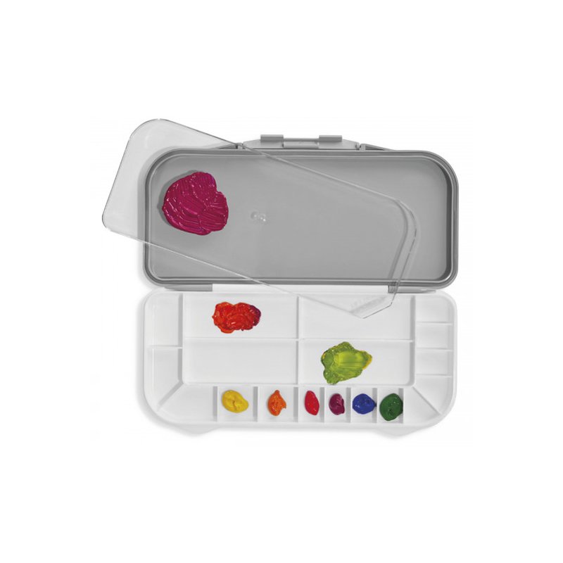 deflecto palette de couleurs avec couvercle, gris/blanc, 18 compartiments, polypropylène