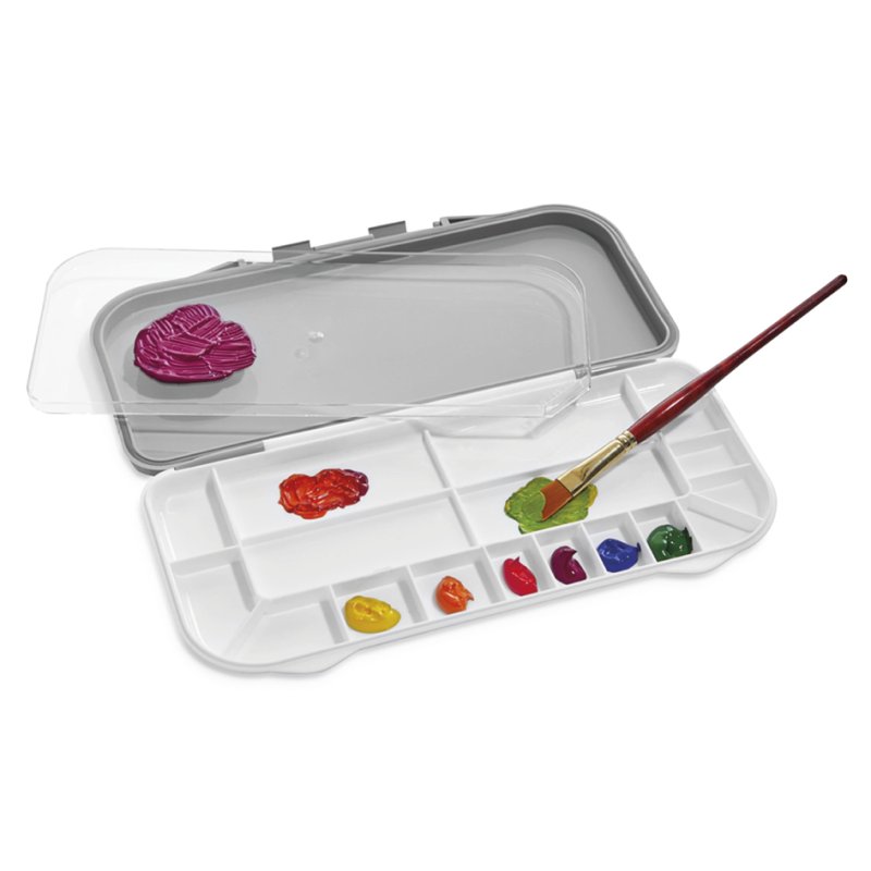 deflecto palette de couleurs avec couvercle, gris/blanc, 18 compartiments, polypropylène