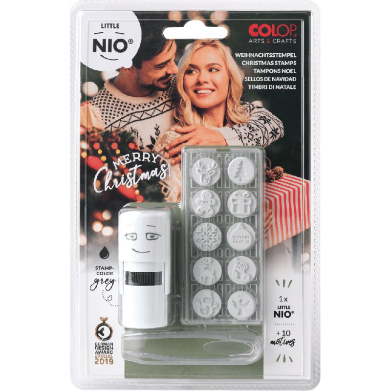 COLOP ensemble de tampons 'LITTLE NIO' Noël, auto-encreur, gris