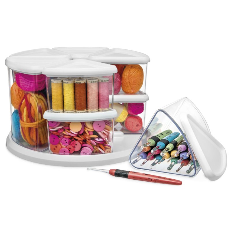 deflecto draaibare organizer transparant/wit, 360° draaibaar, 9 uitneembare boxen