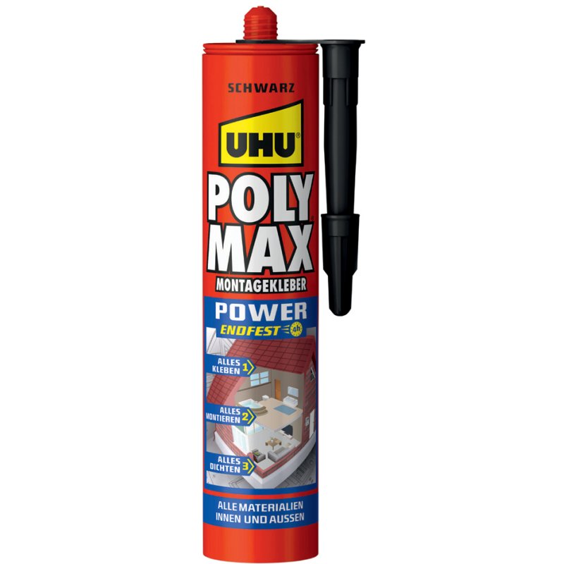 UHU colle de montage POLYMAX POWER ENDFEST, noir, 425 g