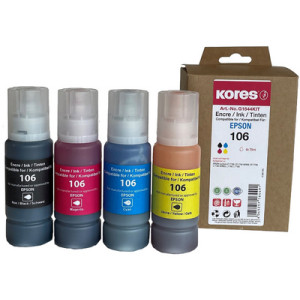 Kores inktfles multi-pack G1642KIT, zwart 127 ml + 3×70 ml kleuren, vervangt EPSON 102